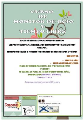 Curso de monitor de ocio y tiempo libre en Campillo de Llerena
